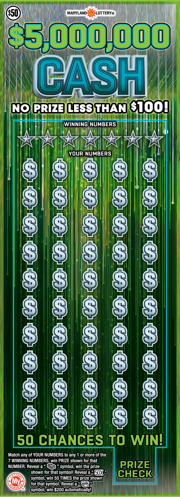 $5,000,000 CASH Maryland scratch-off ticket