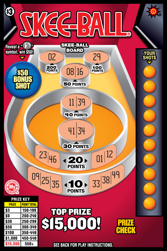 SKEE-BALL® Maryland scratch-off ticket