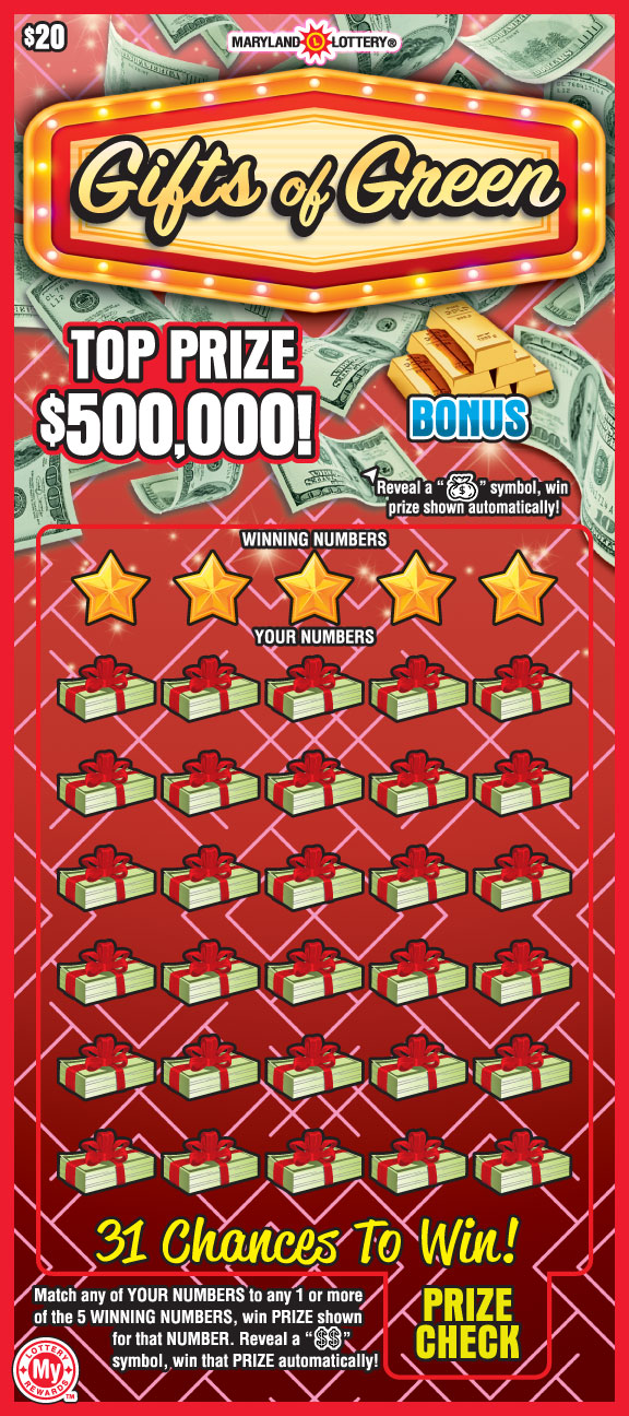 Gifts of Green Maryland scratch-off ticket