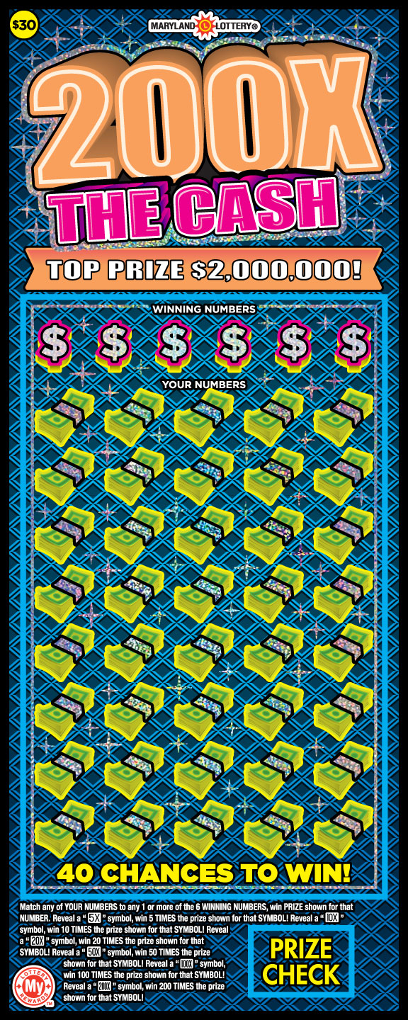 200X the Cash Maryland scratch-off ticket