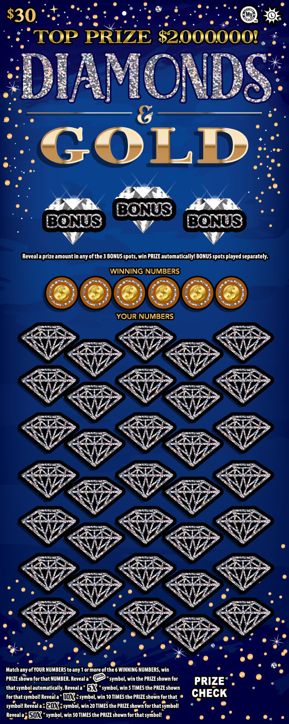 Diamonds &amp; Gold Maryland scratch-off ticket