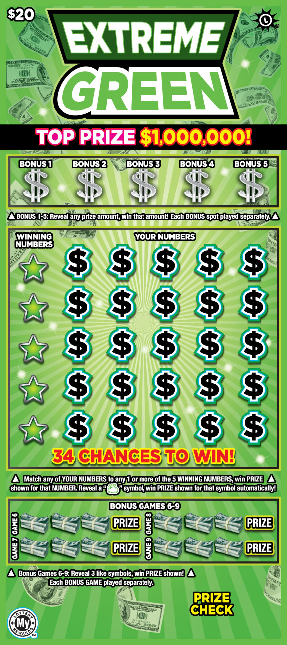 Extreme Green Maryland scratch-off ticket
