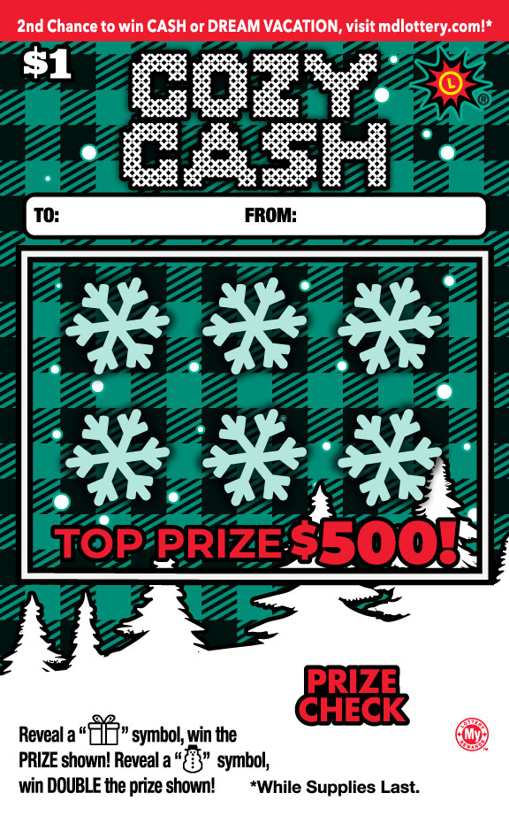 Cozy Cash Maryland scratch-off ticket