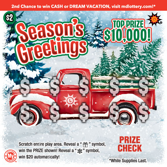 Season’s Greetings Maryland scratch-off ticket