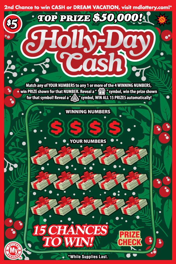 Holly-Day Cash Maryland scratch-off ticket