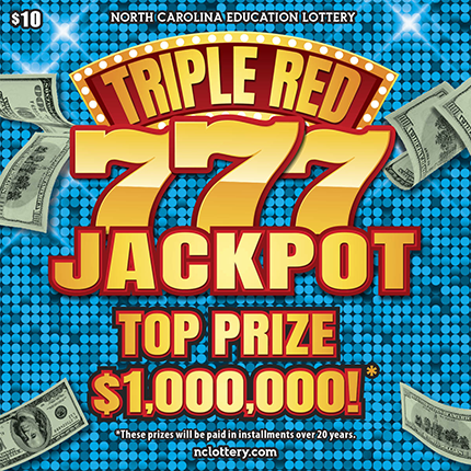 Triple Red 777 Jackpot North Carolina scratch-off ticket