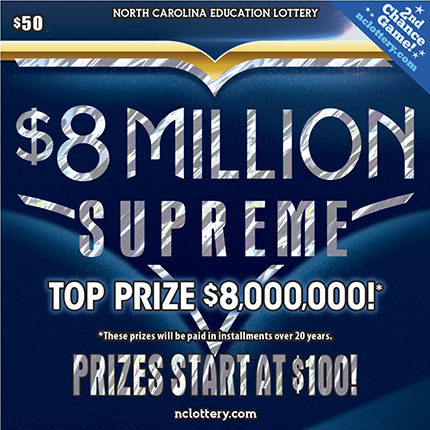 $8 Million Supreme North Carolina scratch-off ticket