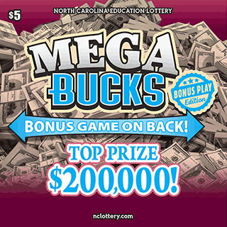 MEGA BUCKS North Carolina scratch-off ticket