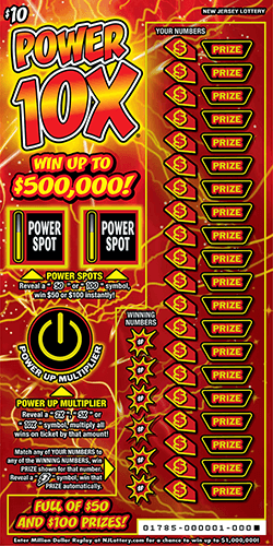 Power 10X New Jersey scratch-off ticket