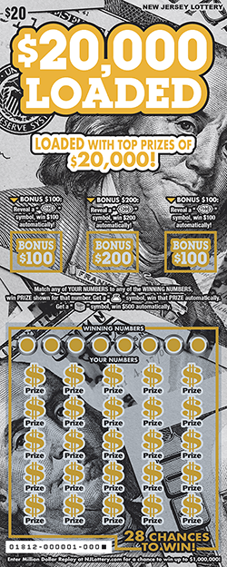 $20,000 Loaded New Jersey scratch-off ticket