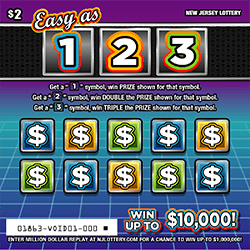 Easy As 123 New Jersey scratch-off ticket
