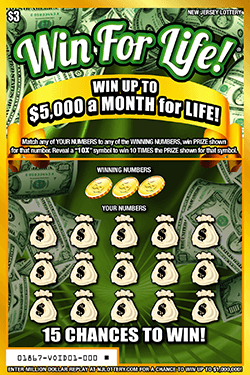Win For Life! New Jersey scratch-off ticket