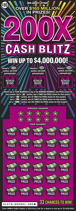 200X Cash Blitz New Jersey scratch-off ticket