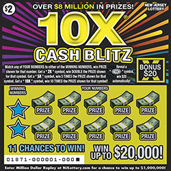 10X Cash Blitz New Jersey scratch-off ticket