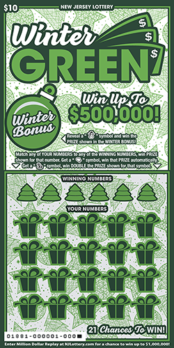 Winter Green New Jersey scratch-off ticket