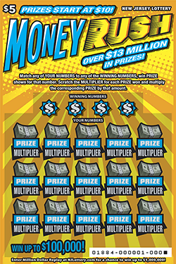 Money Rush New Jersey scratch-off ticket