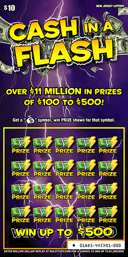 Cash In A Flash New Jersey scratch-off ticket