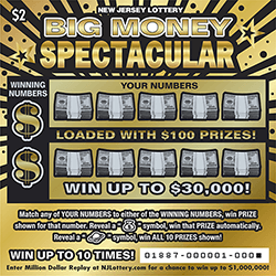 Big Money Spectacular New Jersey scratch-off ticket