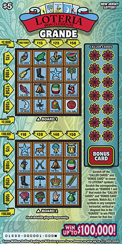 LOTERIA Grande New Jersey scratch-off ticket