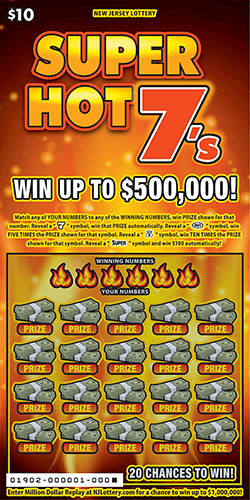 Super Hot 7's New Jersey scratch-off ticket