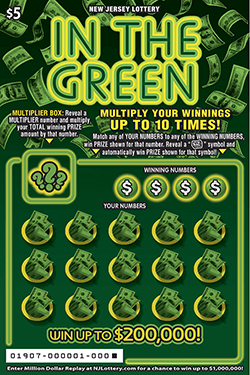 In The Green New Jersey scratch-off ticket