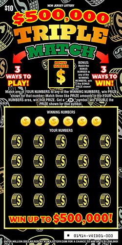 $500,000 Triple Match New Jersey scratch-off ticket