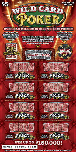 Wild Card Poker New Jersey scratch-off ticket