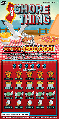 The Shore Thing New Jersey scratch-off ticket