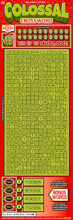 Colossal Crossword New Jersey scratch-off ticket