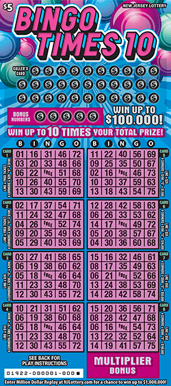 Bingo Times 10 New Jersey scratch-off ticket