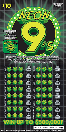 Neon 9's New Jersey scratch-off ticket