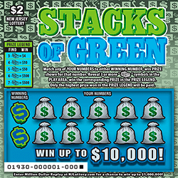 Stacks Of Green New Jersey scratch-off ticket