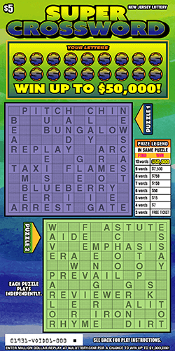 Super Crossword New Jersey scratch-off ticket
