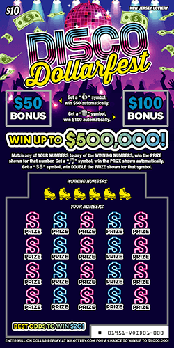 Disco Dollarfest New Jersey scratch-off ticket