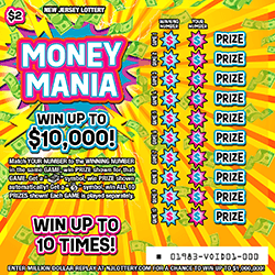 Money Mania New Jersey scratch-off ticket