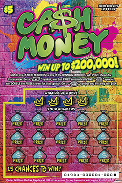 Ca$h Money New Jersey scratch-off ticket