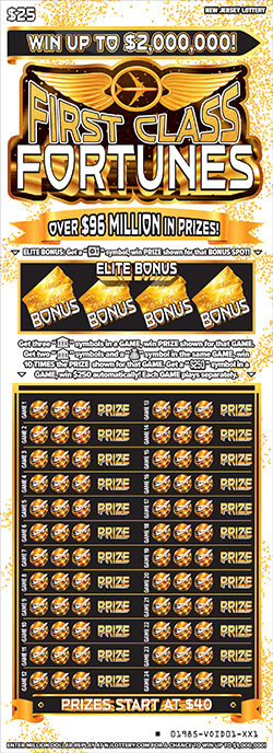 First Class Fortunes New Jersey scratch-off ticket