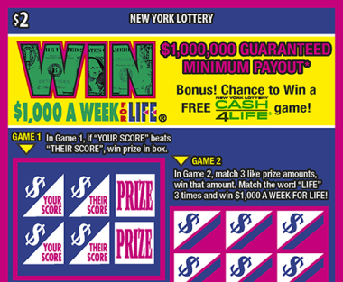 WIN FOR LIFE New York scratch-off ticket