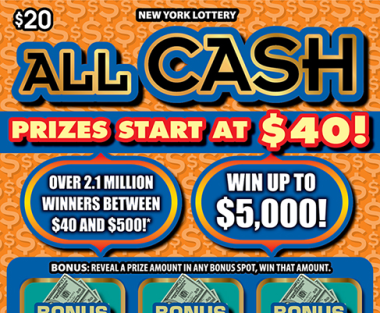 ALL CASH New York scratch-off ticket