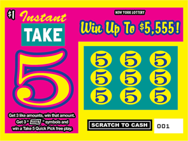 INSTANT TAKE 5 New York scratch-off ticket