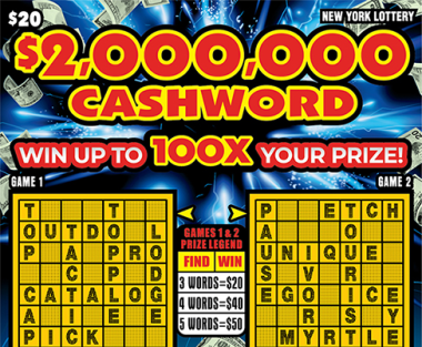 $2,000,000 CASHWORD New York scratch-off ticket