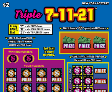 TRIPLE 7-11-21 New York scratch-off ticket