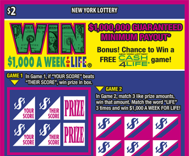 WIN FOR LIFE New York scratch-off ticket