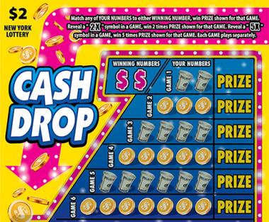 CASH DROP New York scratch-off ticket