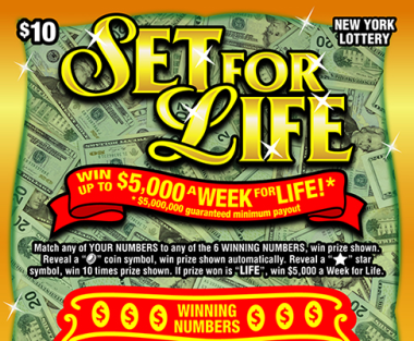SET FOR LIFE New York scratch-off ticket