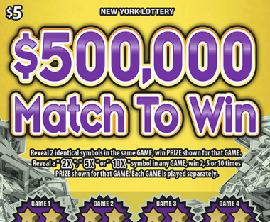 $500,000 MATCH TO WIN New York scratch-off ticket