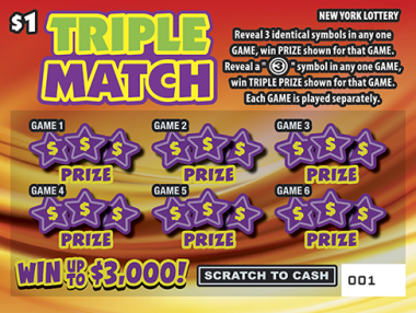 TRIPLE MATCH New York scratch-off ticket