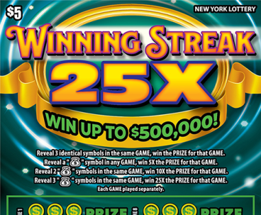 WINNING STREAK 25X New York scratch-off ticket