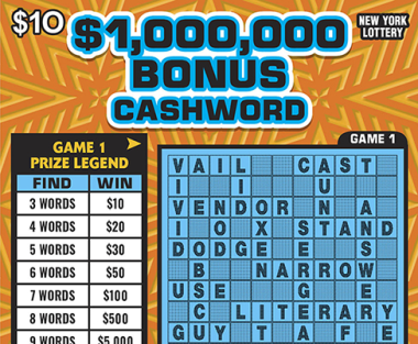 $1,000,000 BONUS CASHWORD New York scratch-off ticket