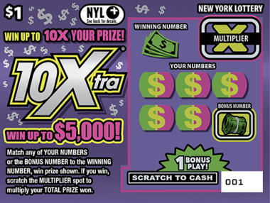 10Xtra New York scratch-off ticket